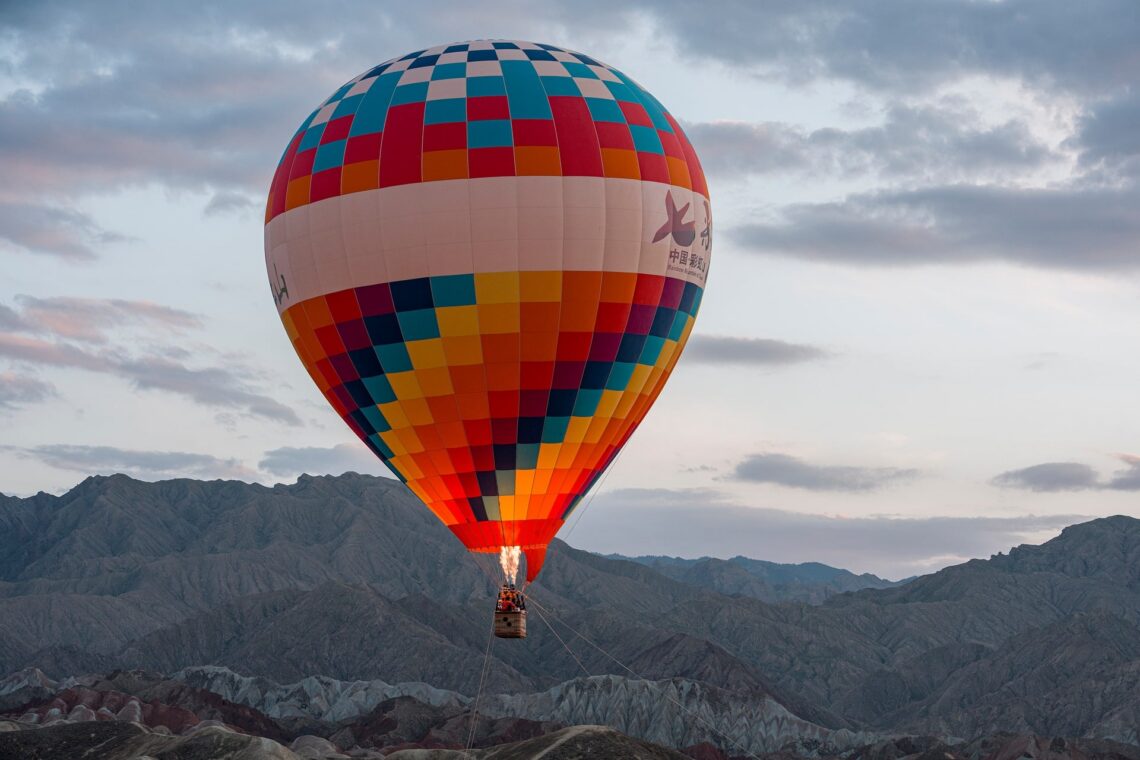 Colorful hot air balloon representing new experiences and personal growth